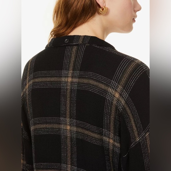 Bella Dahl Relaxed Plaid Stretch-Twill Roll Tab Shirt sz Large - Picture 6 of 7